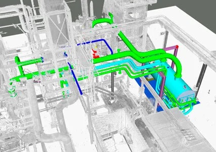 3D laser scanning and point cloud inspection of an industrial facility